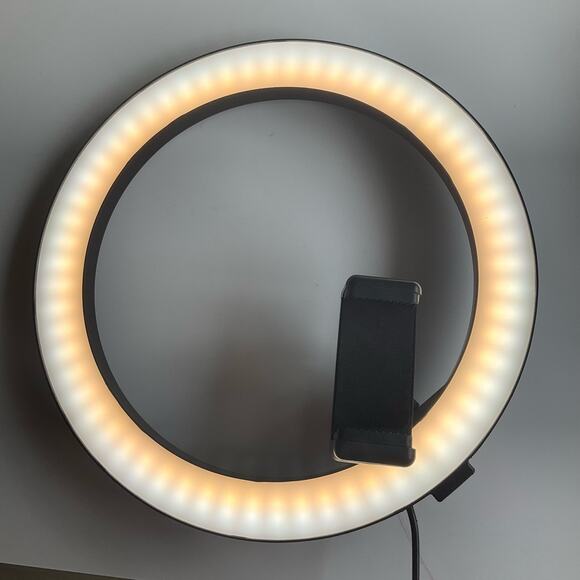 Dimmable Desk Makeup LED Ring Light 10" with Tripod Stand & Phone Holder, white - Picture 1 of 11